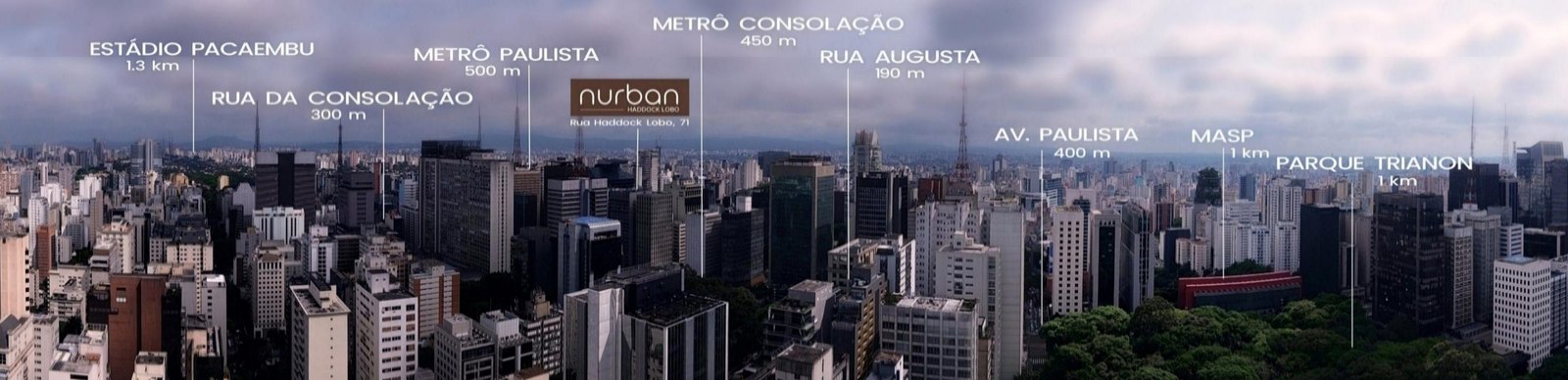 Mapa ilustrado da região da Avenida Paulista com o Haddock Lobo 83