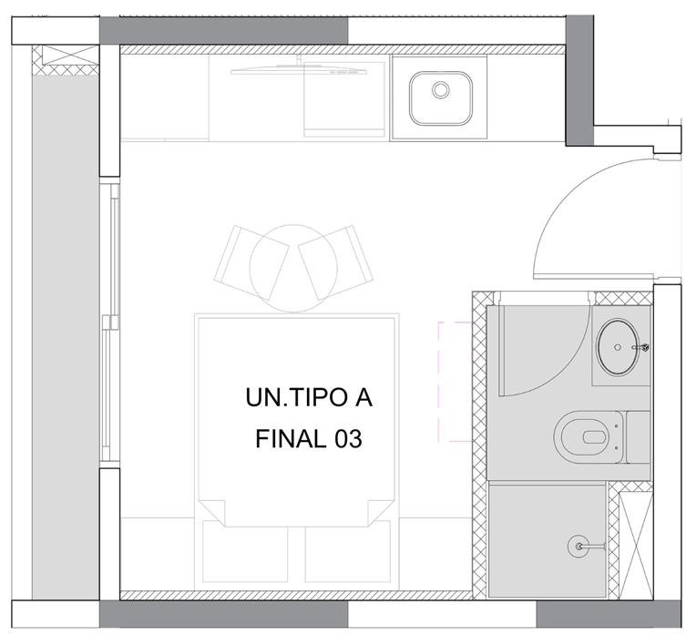 Planta técnica Tipo A — 17,73 m²