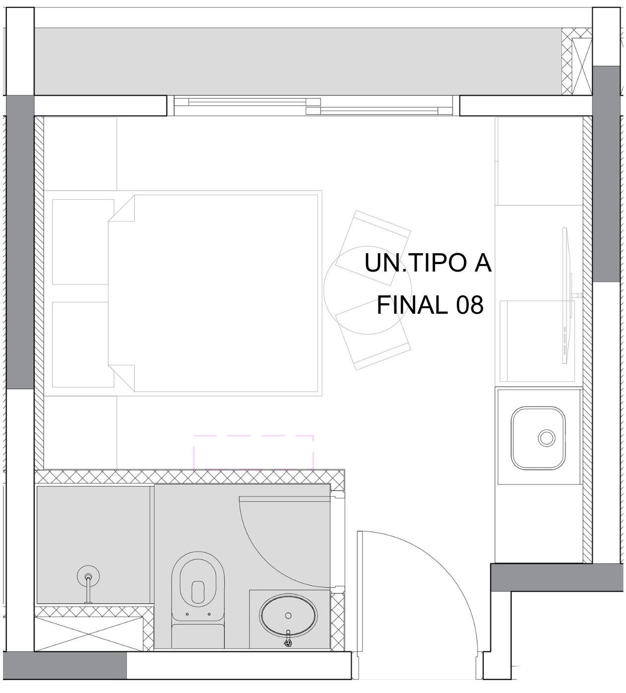 Planta técnica Tipo A · Final 08 — 17,78 m²