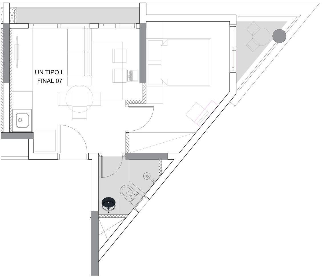 Planta técnica Tipo I — 33,58 m²