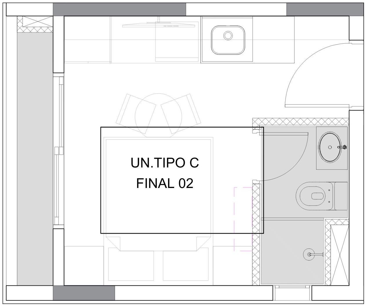 Planta técnica Tipo C — 16,47 m²